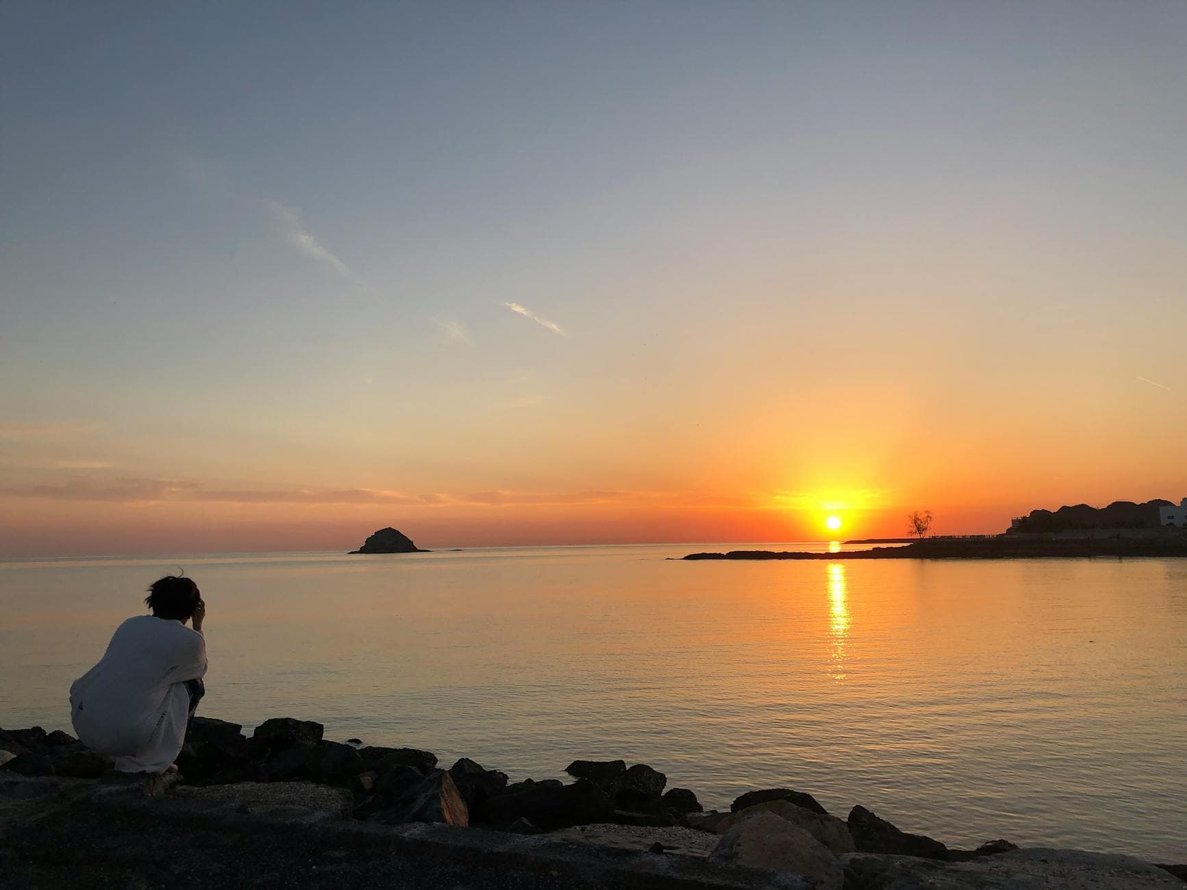 Capture of a tranquil sunrise over the Fujairah coastline, United Arab Emirates.
