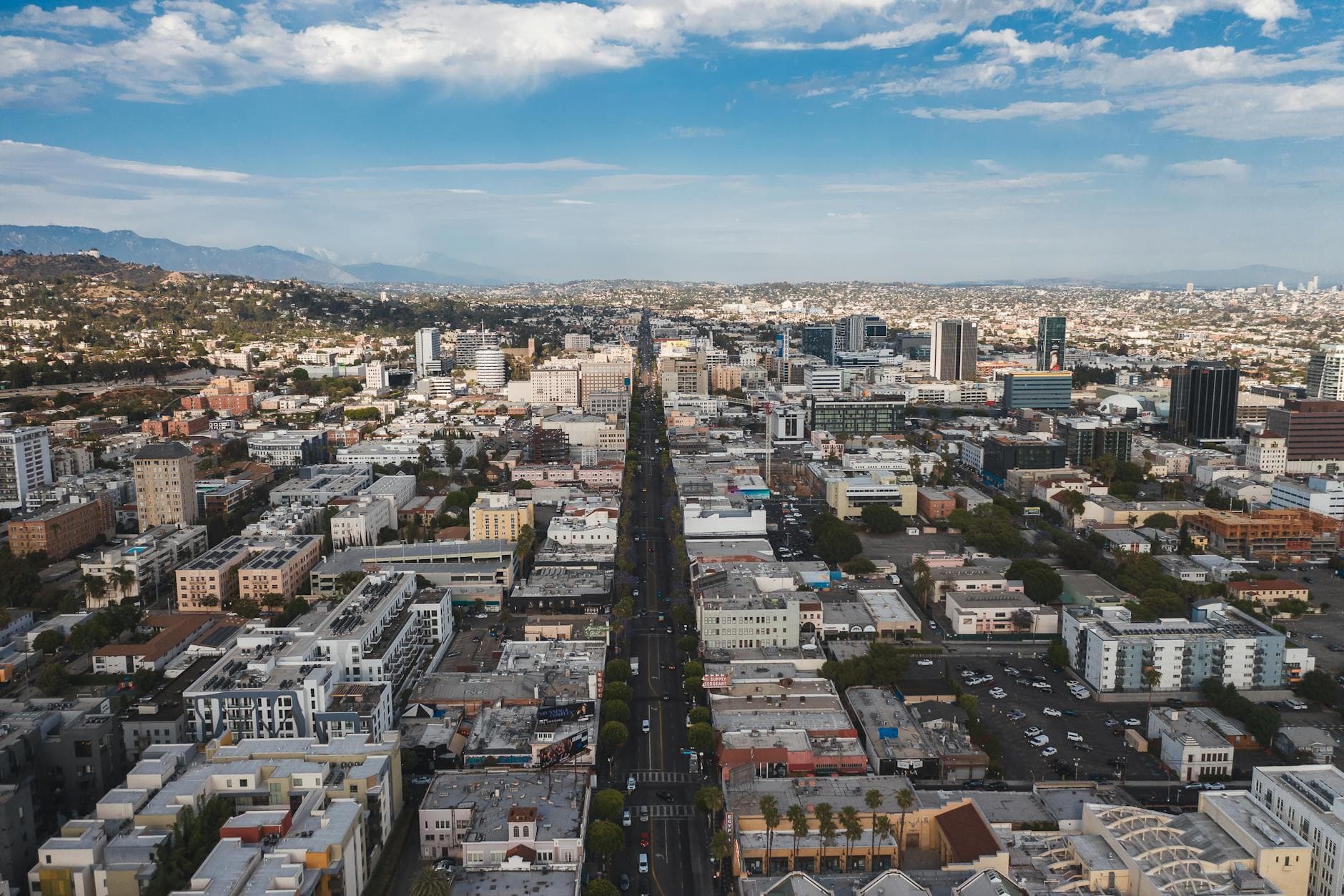 Stunning aerial view of Glendale, showcasing downtown's skyline on a bright day.