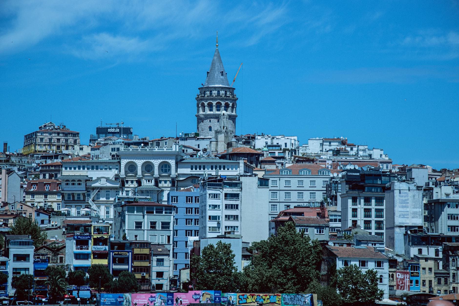 A breathtaking cityscape view featuring the iconic Galata Tower in Istanbul, Turkey.