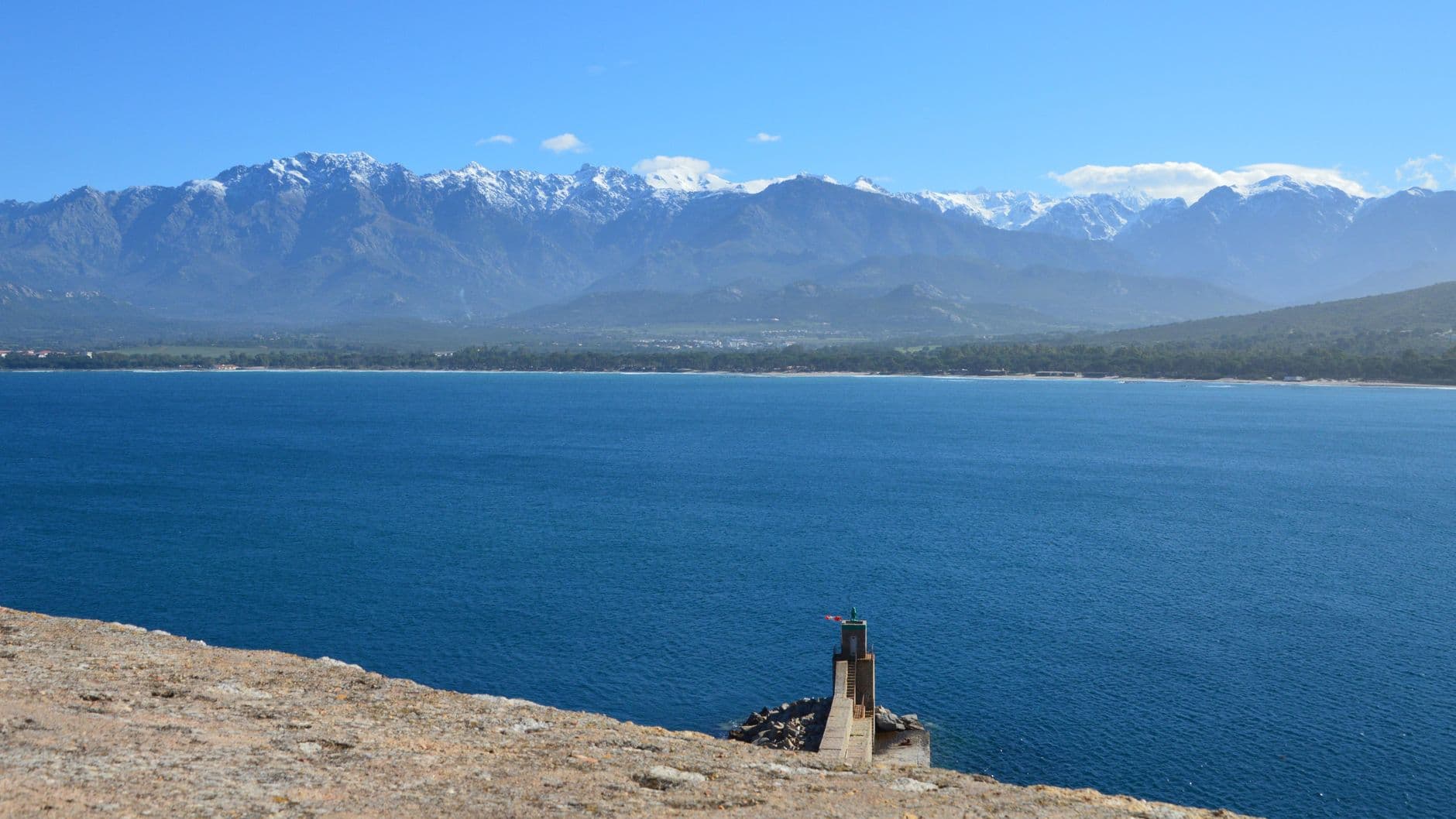 Breathtaking view of the coastline and mountains in Calvi, Corse, France.