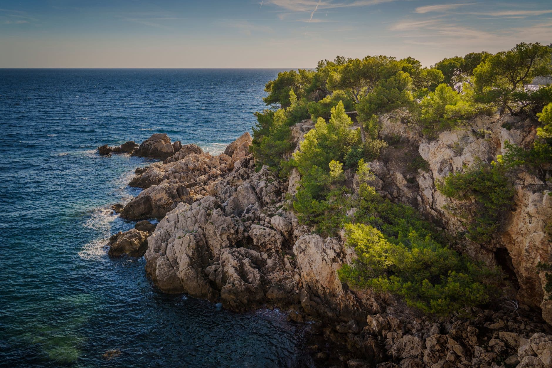 Stunning view of the rocky coastline and Mediterranean Sea in Provence, France.