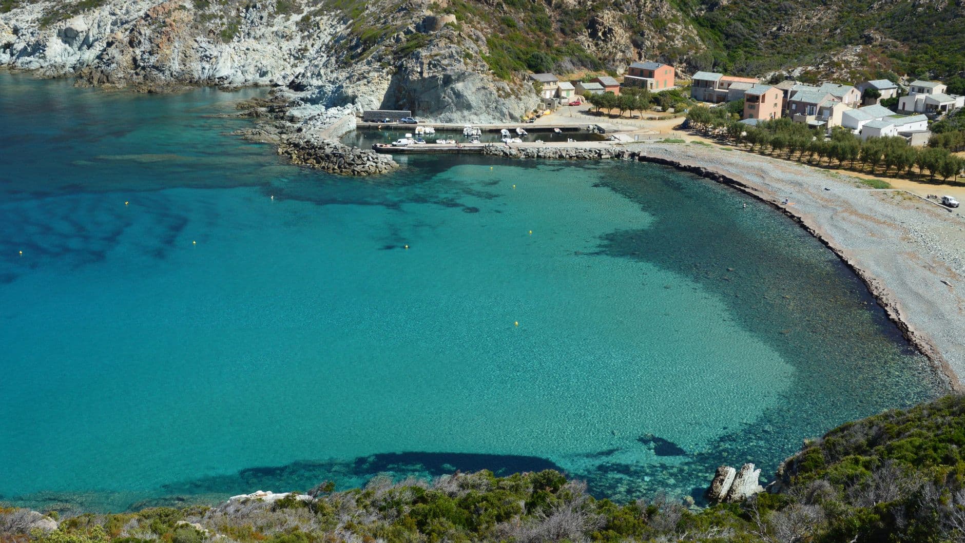 A breathtaking aerial view of the coastline in Barrettali, Corsica, France.
