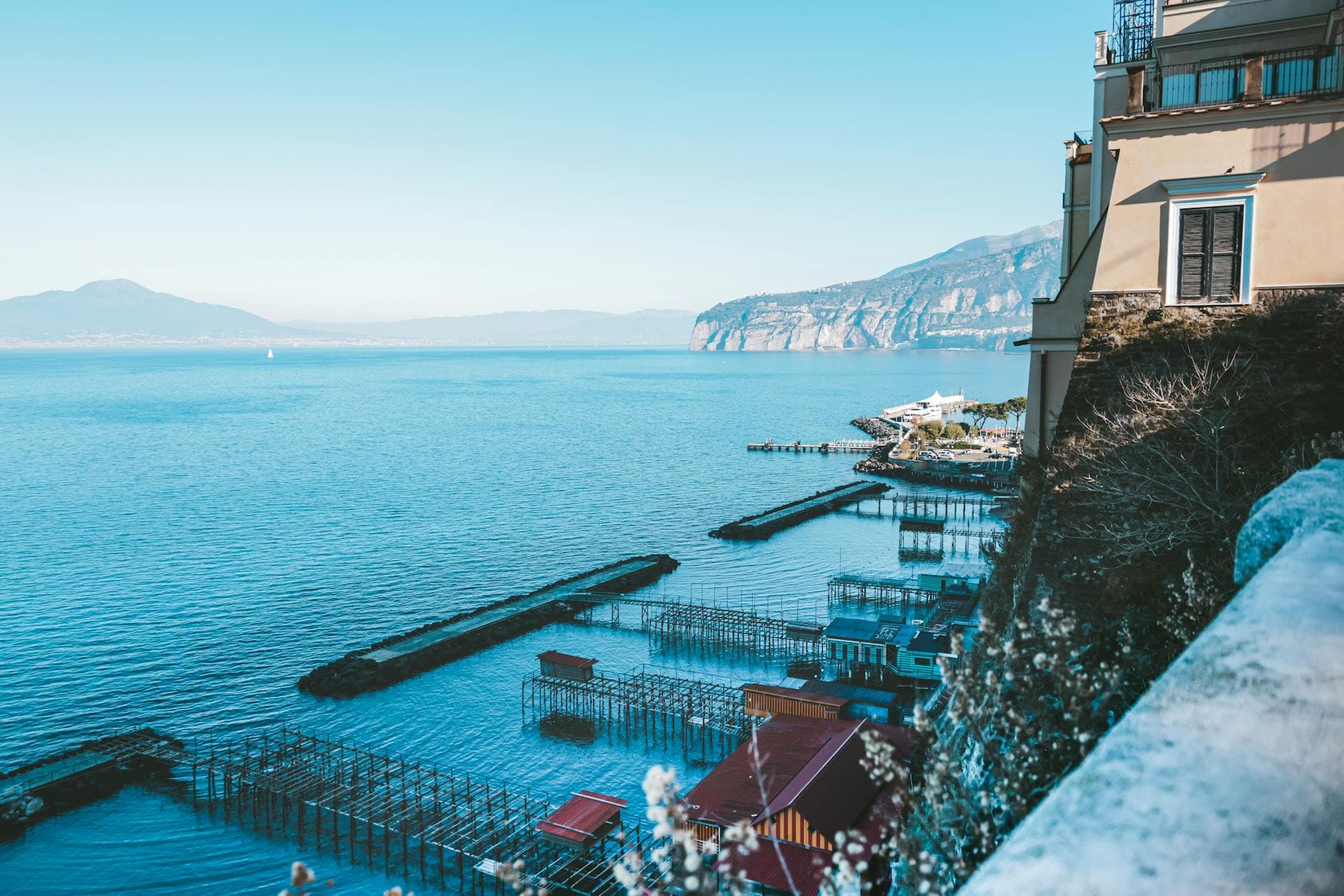 Breathtaking view of the Mediterranean coastline along the Amalfi Coast, Italy.