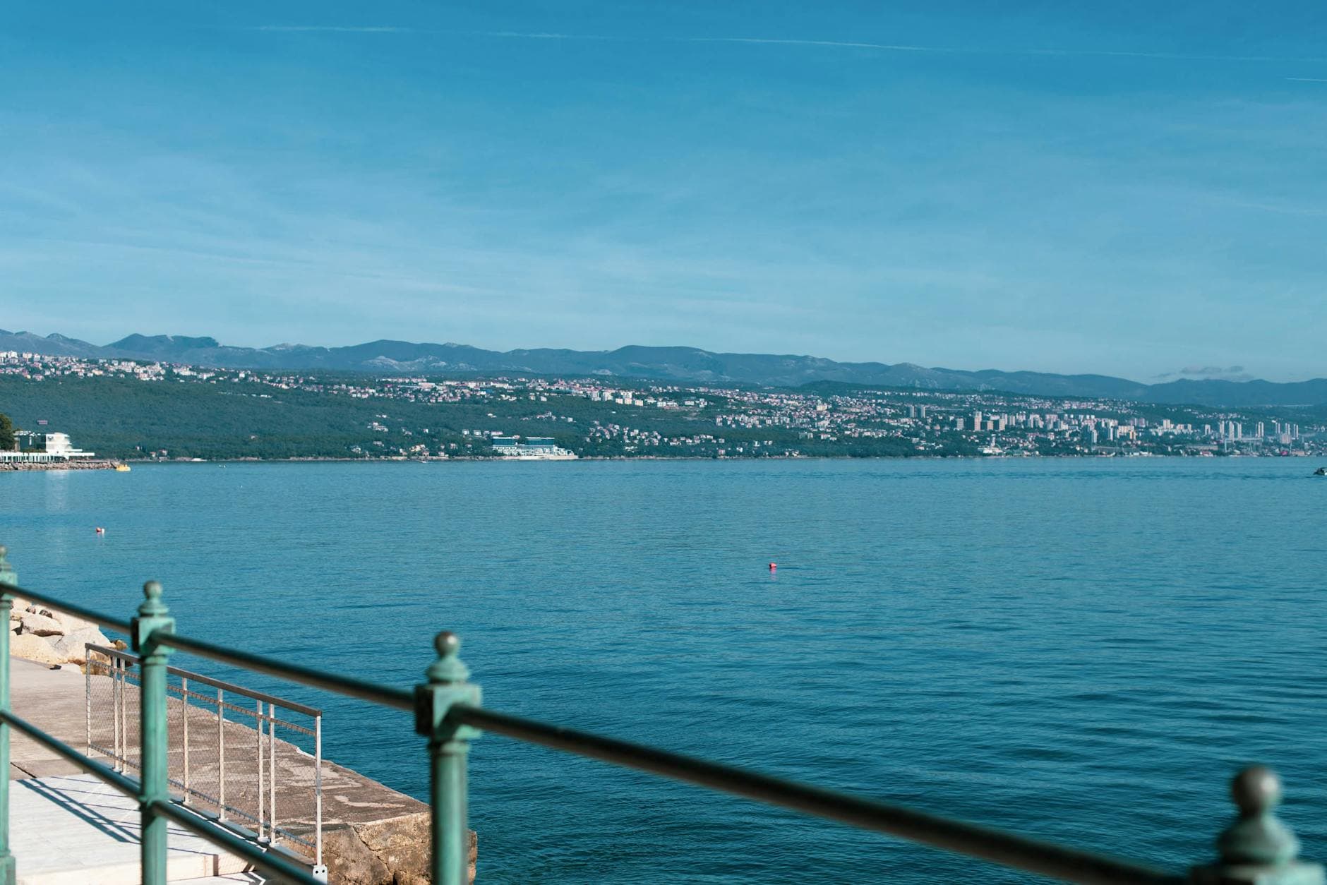 Captivating view of Rijeka and the Adriatic Sea from the Opatija coastline in Croatia.