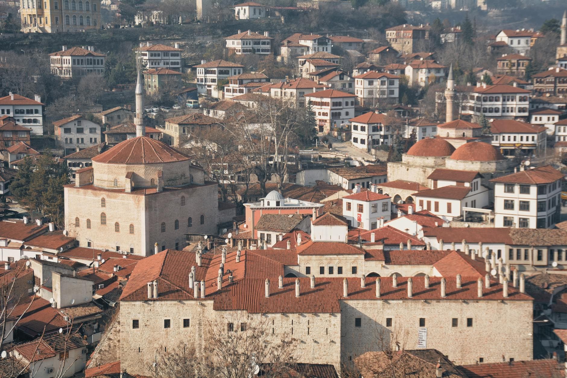 Explore the traditional Turkish architecture of Safranbolu with its iconic red rooftops and historic skyline.