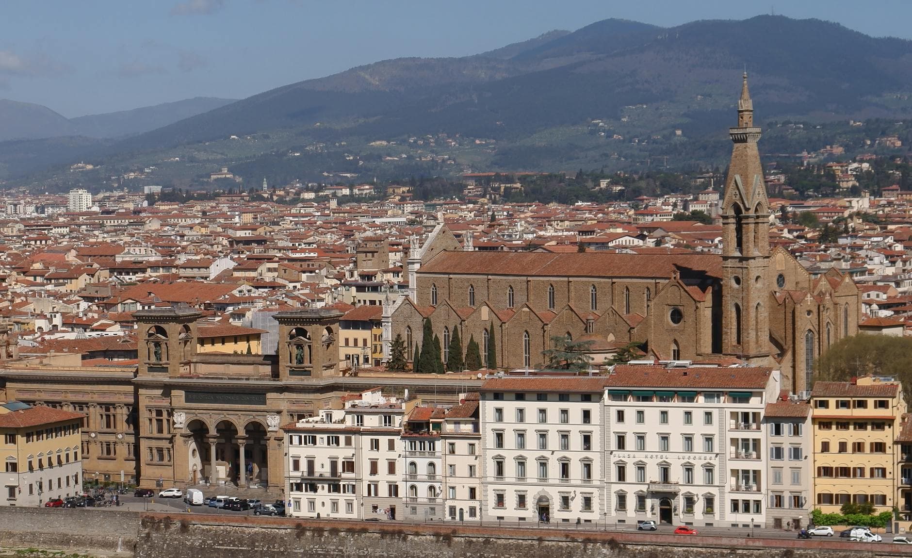 A breathtaking aerial shot showcasing the historic architecture of Florence, Italy.