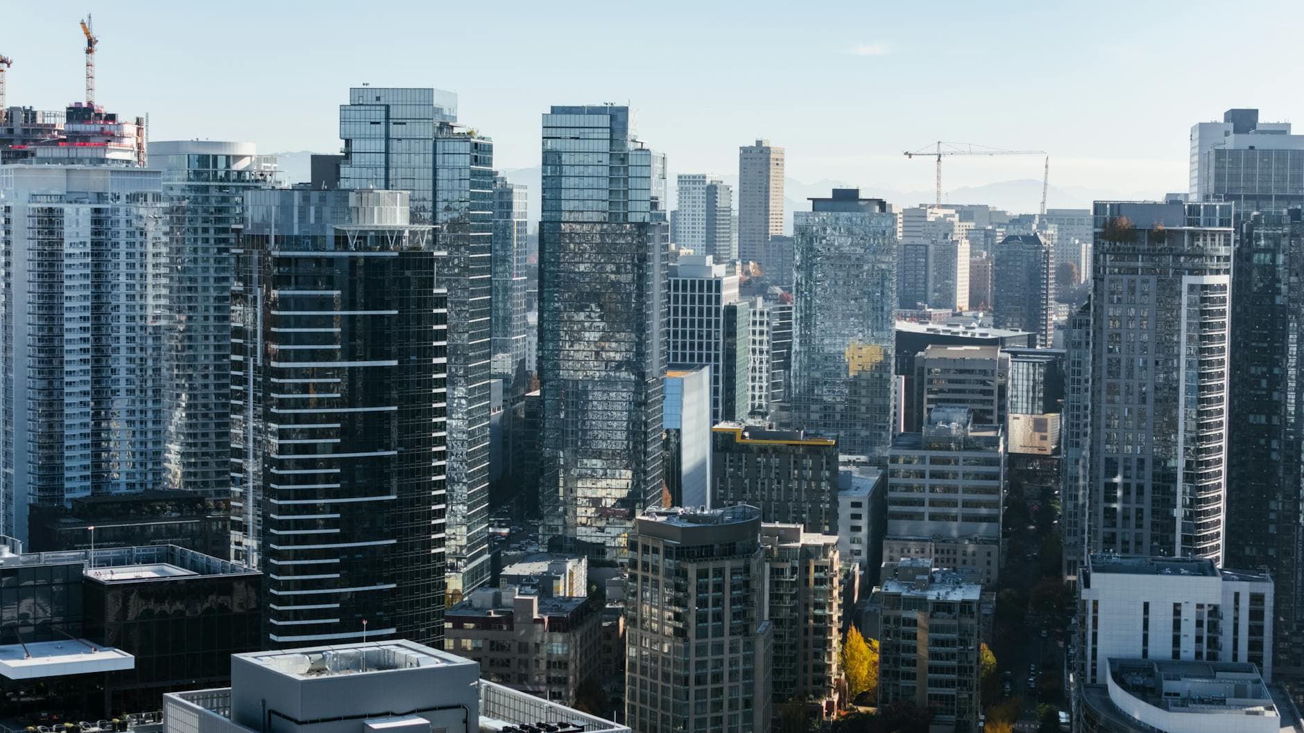 A stunning view of Seattle's downtown with towering skyscrapers capturing urban architecture.