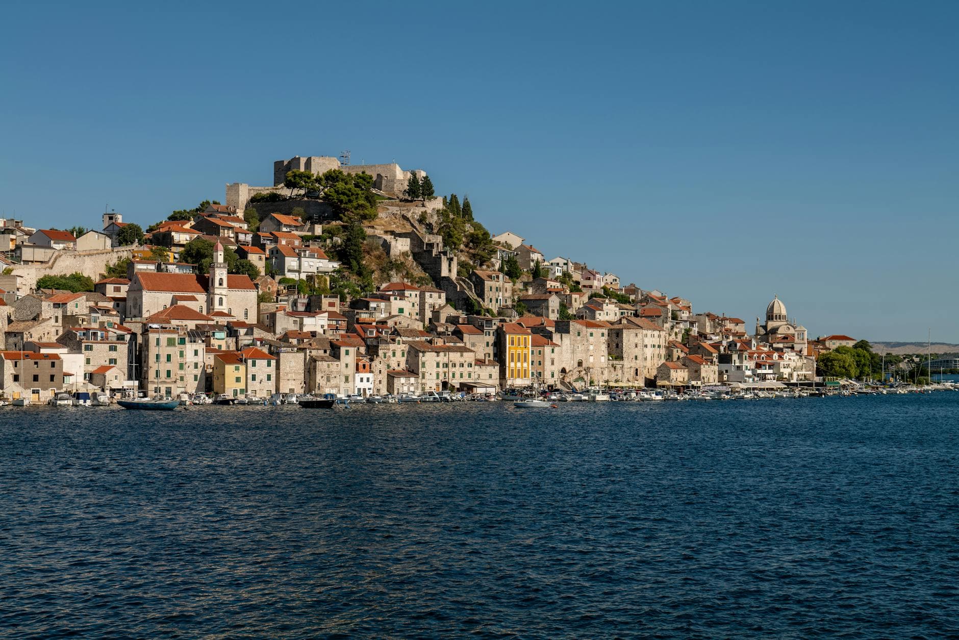 Captivating landscape of Šibenik's old town and St. Michael's Fortress in Croatia.