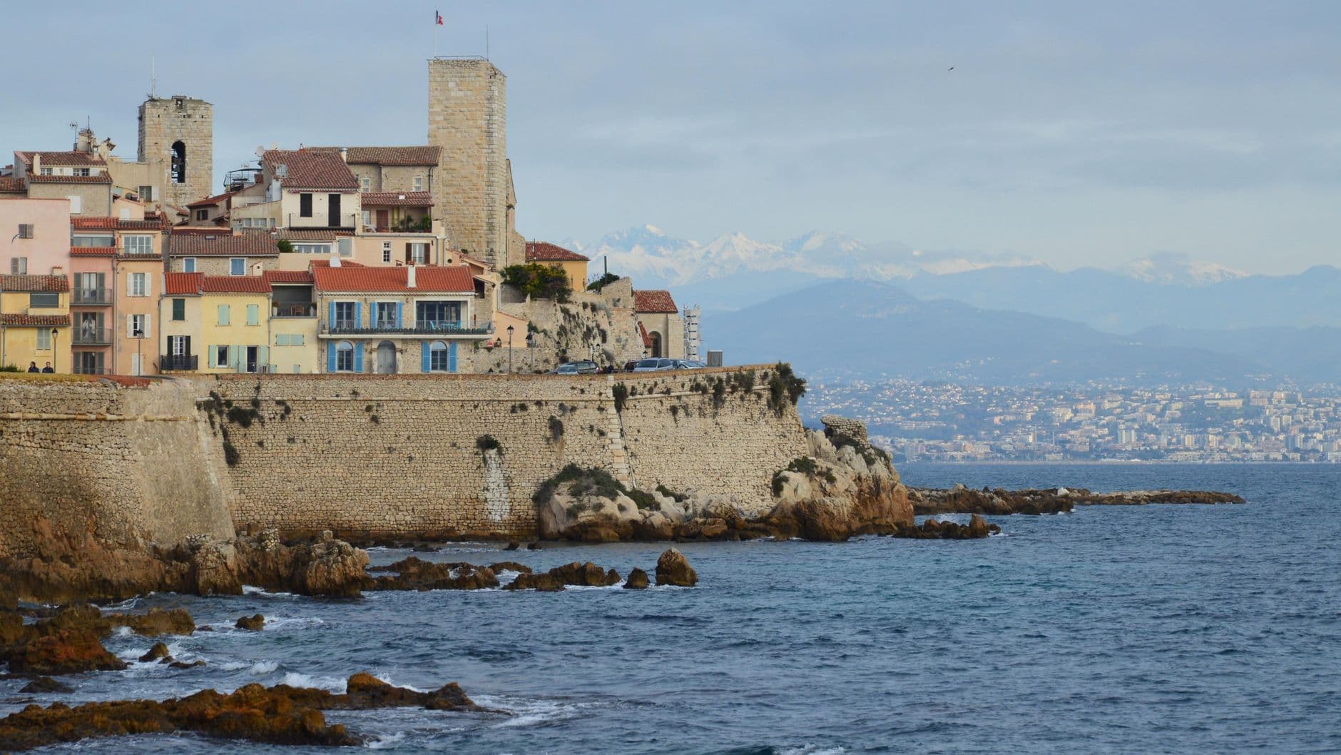 Charming coastal town of Antibes, France with historic fortifications overlooking the Mediterranean Sea.