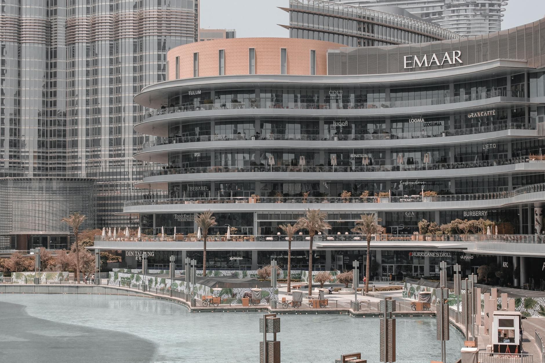 View of Emaar building with modern architecture in Dubai, showcasing urban development.