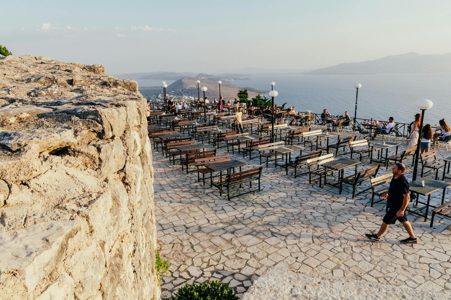 Enjoy a panoramic coastal view from Lekursi Castle, perfect for sunset relaxation.
